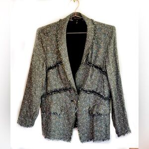 Escada Tweed Jacket in Black and Gray, 42